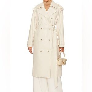 NWT Revolve Song of Style Solene Leather Trench Coat Buttercream XXS Oversized